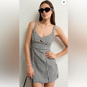 New with Tags AE Black & White Linen-blend Cut-Out Mini Dress Size XXL